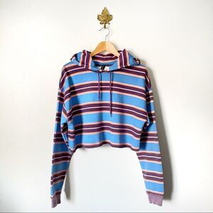 Urban Outfitters Out from Under Blue striped Cropped Hoodie size Medium
